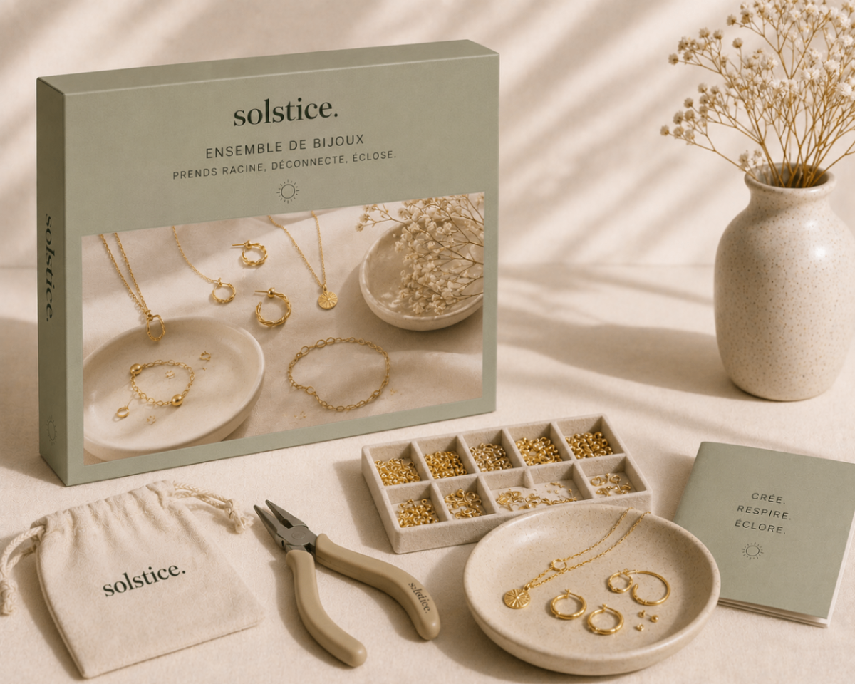 Coffret de création de bijoux solstice minimaliste doré