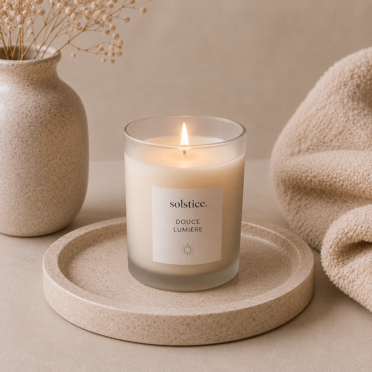 Chandelle crème dans un verre givré