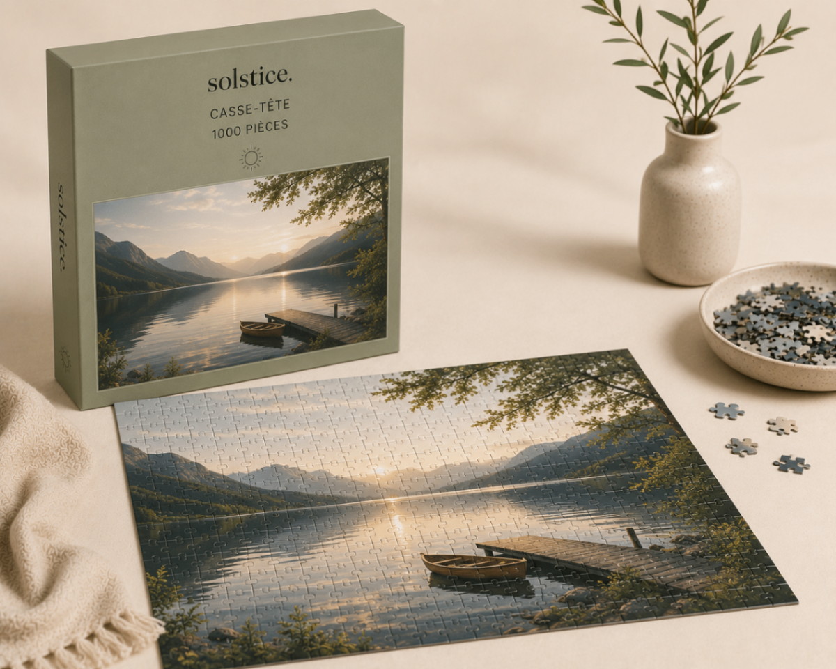 Boîte de casse-tête solstice paysage lac